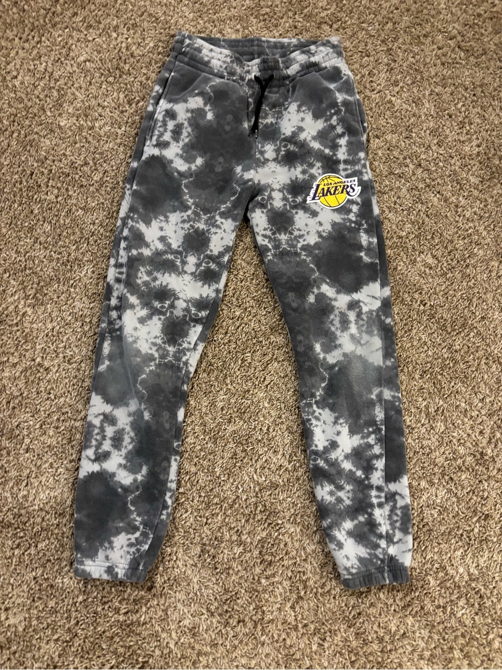 NBA Black & Gray Tie-Dye Lakers Joggers